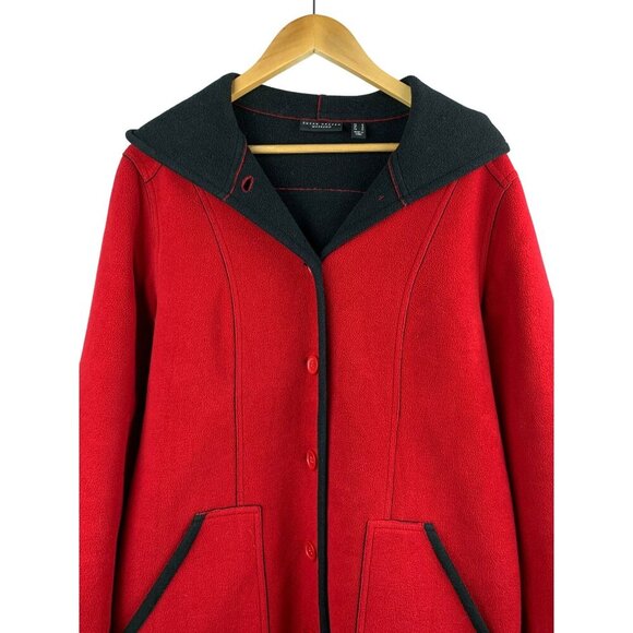 Susan Graver Weekend Red Hooded Coat S Polyester - Picture 3 of 5